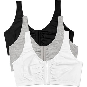 Fruit of the Loom Women’s Front-Close Sports Bra Multi-Pack(Black/White/Heather Grey)