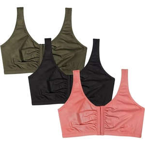 Fruit of the Loom Women’s Front-Close Sports Bra Multi-Pack(Desert Dusk/ Olive Night/Black)