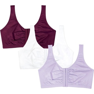 Fruit of the Loom Women’s Front-Close Sports Bra Multi-Pack(Lilac Whisper/White/Purple Velvet)