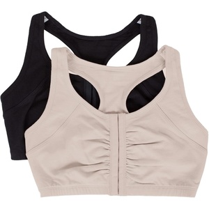 Fruit of the Loom Women’s Multi-Pack Front Close Sports Bra(Sand/Black Hue)