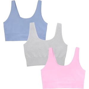 Fruit of the Loom Women’s Seamless Wireless Bra, Back Smoothing, 3-Pack(Orchid Lt/Grey Heather/Country Blue)