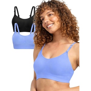 Fruit of the Loom Women’s Seamless Wireless Bra, Padded Bralettes(Cornflower Blue/Black Hue)