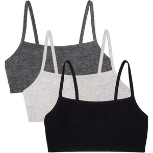 Fruit of the Loom Women’s Spaghetti Strap Cotton Cami Sports Bra Multipack(Black/Heather Grey/Charcoal)