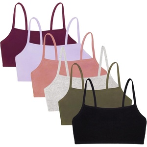 Fruit of the Loom Women’s Spaghetti Strap Cotton Cami Sports Bra Multipack(Black/Heather Grey/Olive/Purple/Lilac/Dusk)