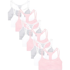 Fruit of the Loom Women’s Spaghetti Strap Cotton Cami Sports Bra Multipack(Blushing Rose/Skinny Stripe/White)