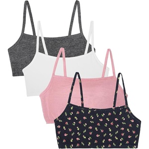 Fruit of the Loom Women’s Spaghetti Strap Cotton Cami Sports Bra Multipack(Dancing Rosebuds/Lilas/White/Charcoal)