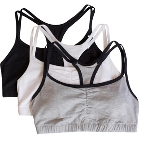 Fruit of the Loom Women’s Spaghetti Strap Cotton Cami Sports Bra Multipack(Grey With Black/White/Black Hue)