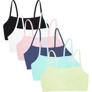 Fruit of the Loom Women’s Spaghetti Strap Cotton Cami Sports Bra Multipack(Lentil/Aruba/Dutch Blue/Blushing Rose/White/Black)