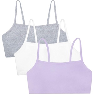 Fruit of the Loom Women’s Spaghetti Strap Cotton Cami Sports Bra Multipack(Lilac Whisper/White/Grey Heather)