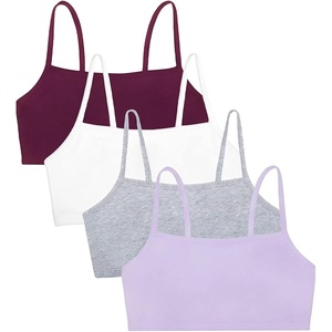 Fruit of the Loom Women’s Spaghetti Strap Cotton Cami Sports Bra Multipack(Purple/White/Lilac/Grey)