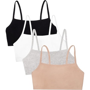 Fruit of the Loom Women’s Spaghetti Strap Cotton Cami Sports Bra Multipack(Sand/White/Black/Heather Grey)