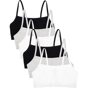 Fruit of the Loom Women’s Spaghetti Strap Cotton Cami Sports Bra Multipack(White/Heather Gray/Black/White/Heather Gray/Black)