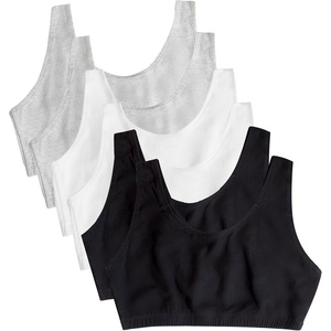 Fruit of the Loom Women’s Wireless Cotton Sports Bra, Multipack(Black/ White/Heather Grey)