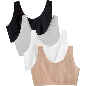 Fruit of the Loom Women’s Wireless Cotton Sports Bra, Multipack(Black/Heather Grey/Sand/White)