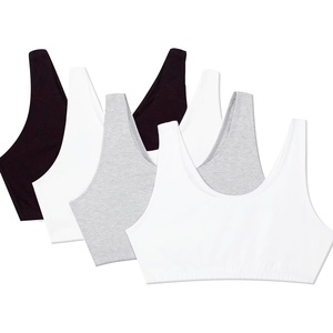 Fruit of the Loom Women’s Wireless Cotton Sports Bra, Multipack(Black/Wht/Wht/Heather Grey)