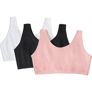 Fruit of the Loom Women’s Wireless Cotton Sports Bra, Multipack(Blushing Rose/ Black/ White)
