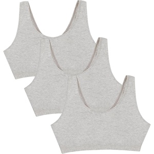 Fruit of the Loom Women’s Wireless Cotton Sports Bra, Multipack(Grey/Grey/Grey)