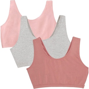 Fruit of the Loom Women’s Wireless Cotton Sports Bra, Multipack(Heather Grey/Dusk/Blushing Rose)