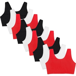 Fruit of the Loom Women’s Wireless Cotton Sports Bra, Multipack(Red/White/Black)